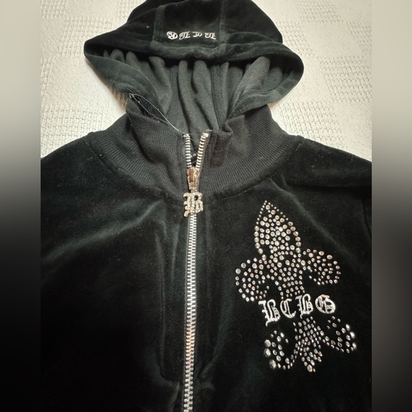 BCBGMaxAzria Y2K Black Rhinestone Bomber Jacket - Picture 12 of 15